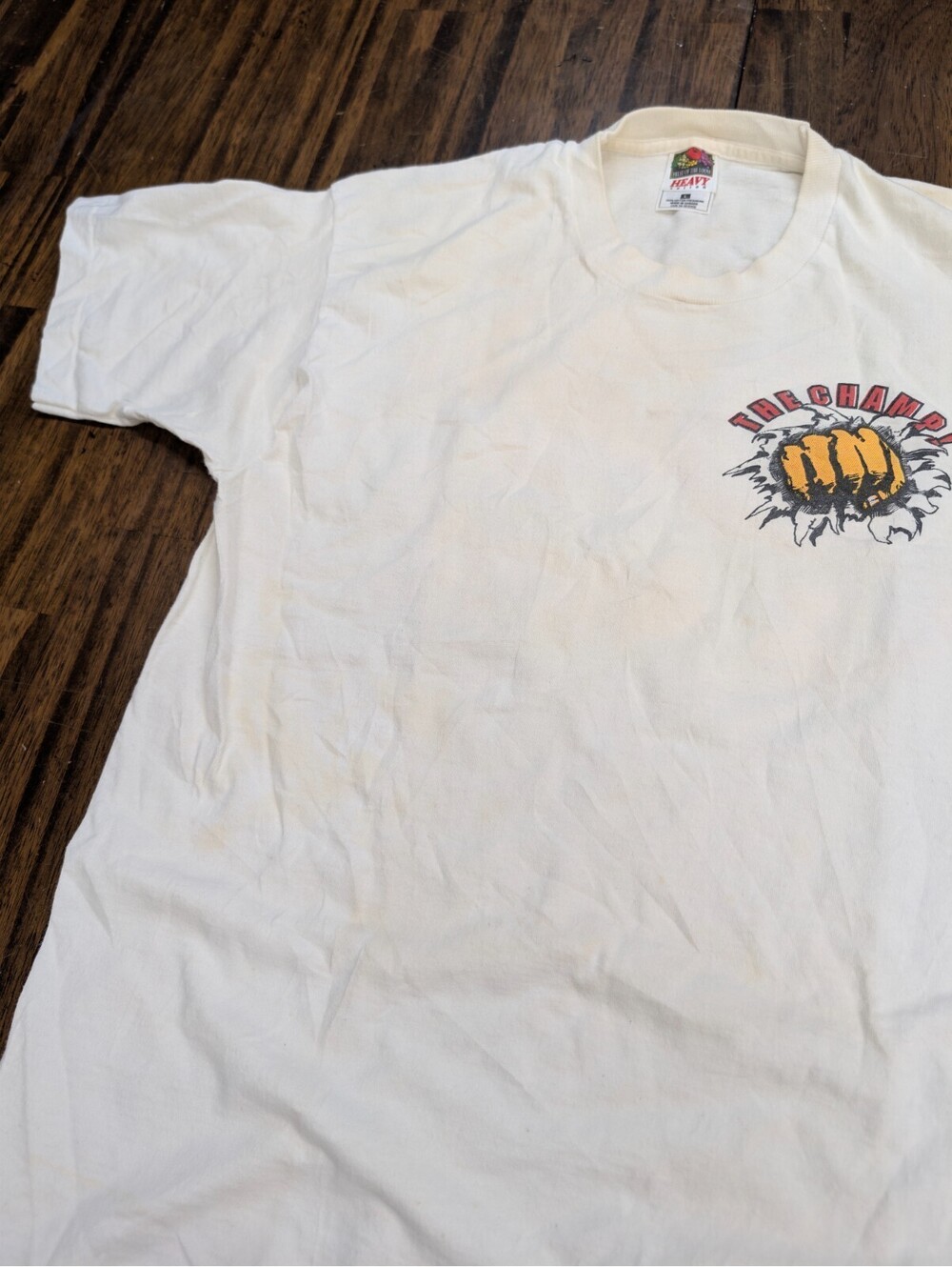 Vintage Boxing Graphic T-Shirt Fruit of the Loom White Large
